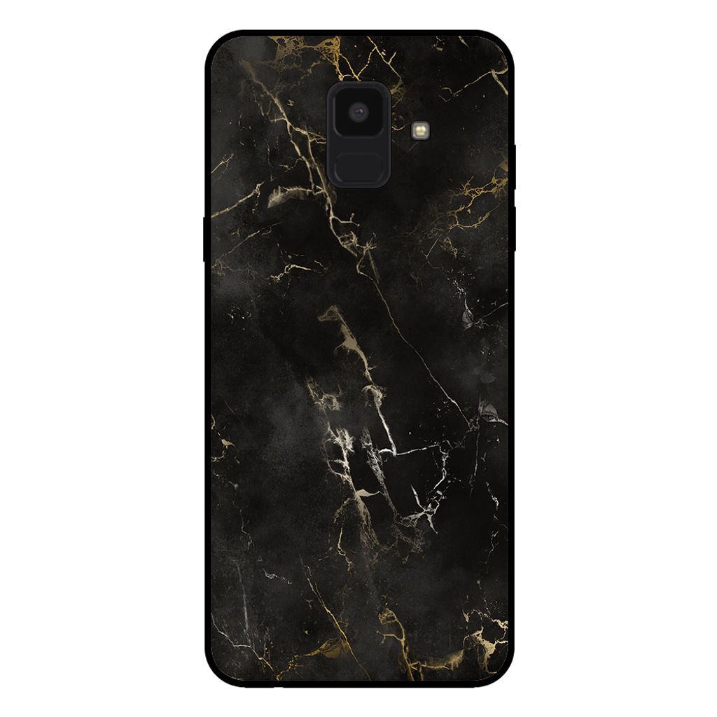 Smartphonica Handytasche für Samsung Galaxy A6 2018 mit Marmordruck - TPU Rückseitenschutzhülle Marmordesign - Schwarz