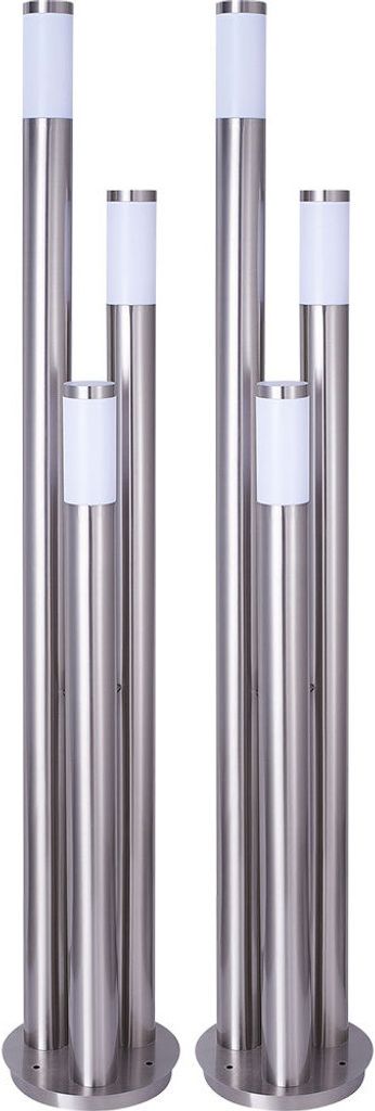 2er Set Stehlampe, Edelstahl silber, 3-Säulen, H 170 cm
