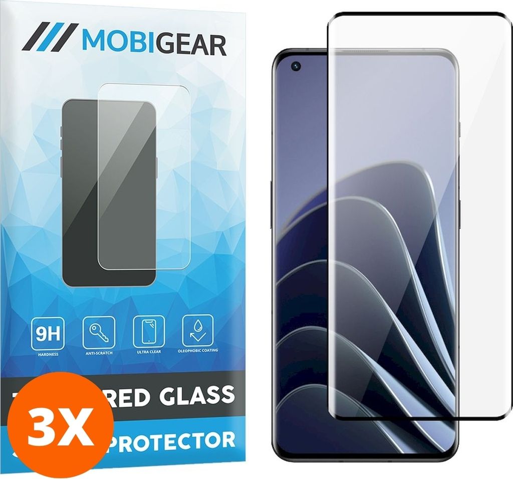 Mobigear Premium 9.98 OnePlus 11 Panzerglas Gehärtetes Glas Displayschutz - Hüllenfreundlich - Schwarz (3er Pack)