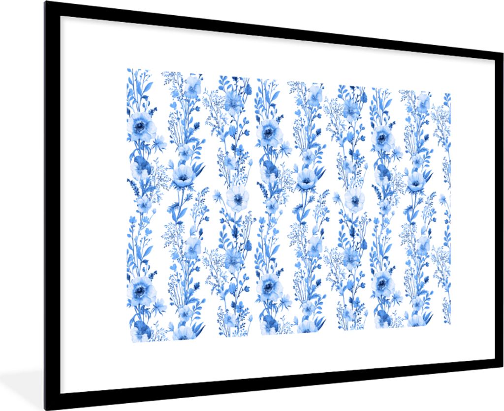 MuchoWow® Gerahmtes Poster Blumen - Anemone - Blau - Muster Produktbild 