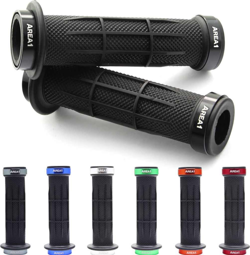Area1 Motorrad Motorroller Lenkergriffe Griffgummis 22/24-25mm offene Enden für Lenkerendenspiegel und Vibrationsdämpfer Schwarz