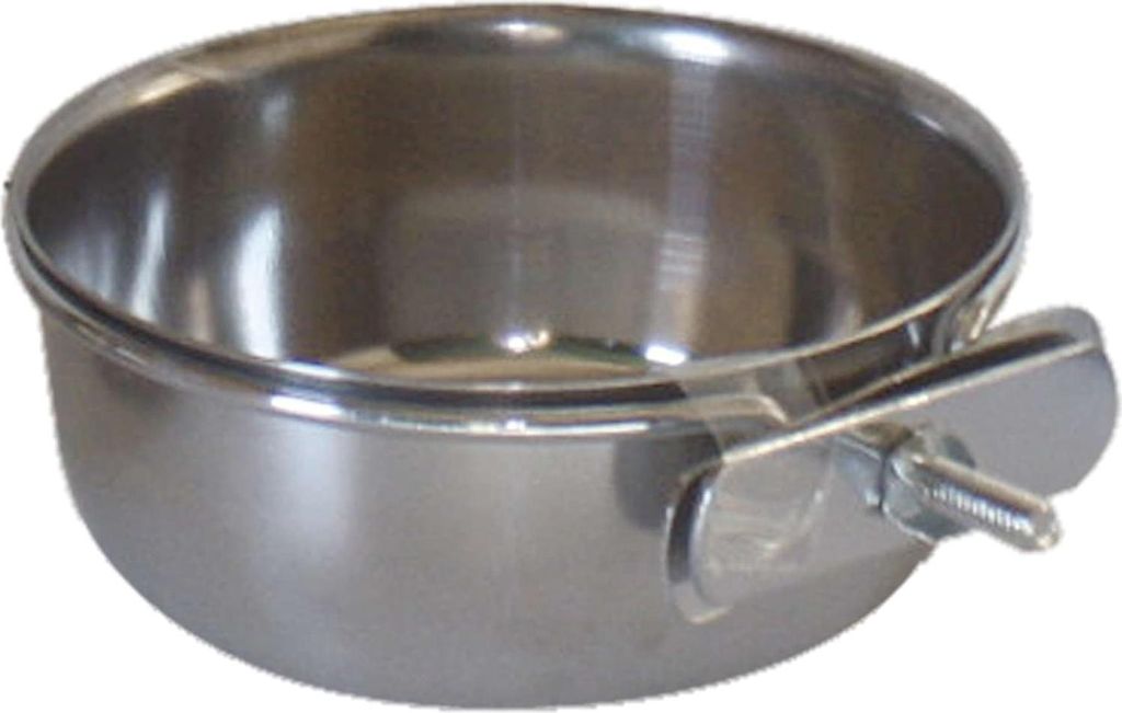 Edelstahl-Futterstation mit Taube und Ringanhänger für Vögel oder Käfige, Hunde und Katzen, 8 cm, 100 ml