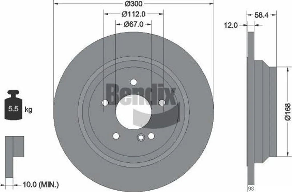 BDS1724 BENDIX Disque de frein haute teneur en carbone 2214230712