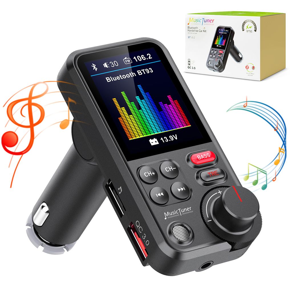 INF FM-Sender für das Auto / Bluetooth-Adapter und Ladegerät FM-Transmitter