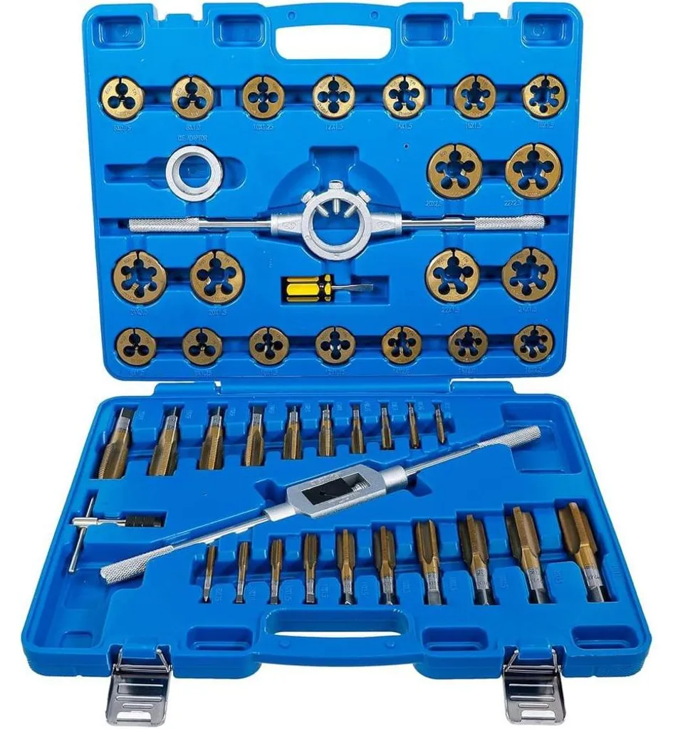 Jeu de Tarauds M6-M24 D-Work 45 pcs en Acier au Titane Haute Précision