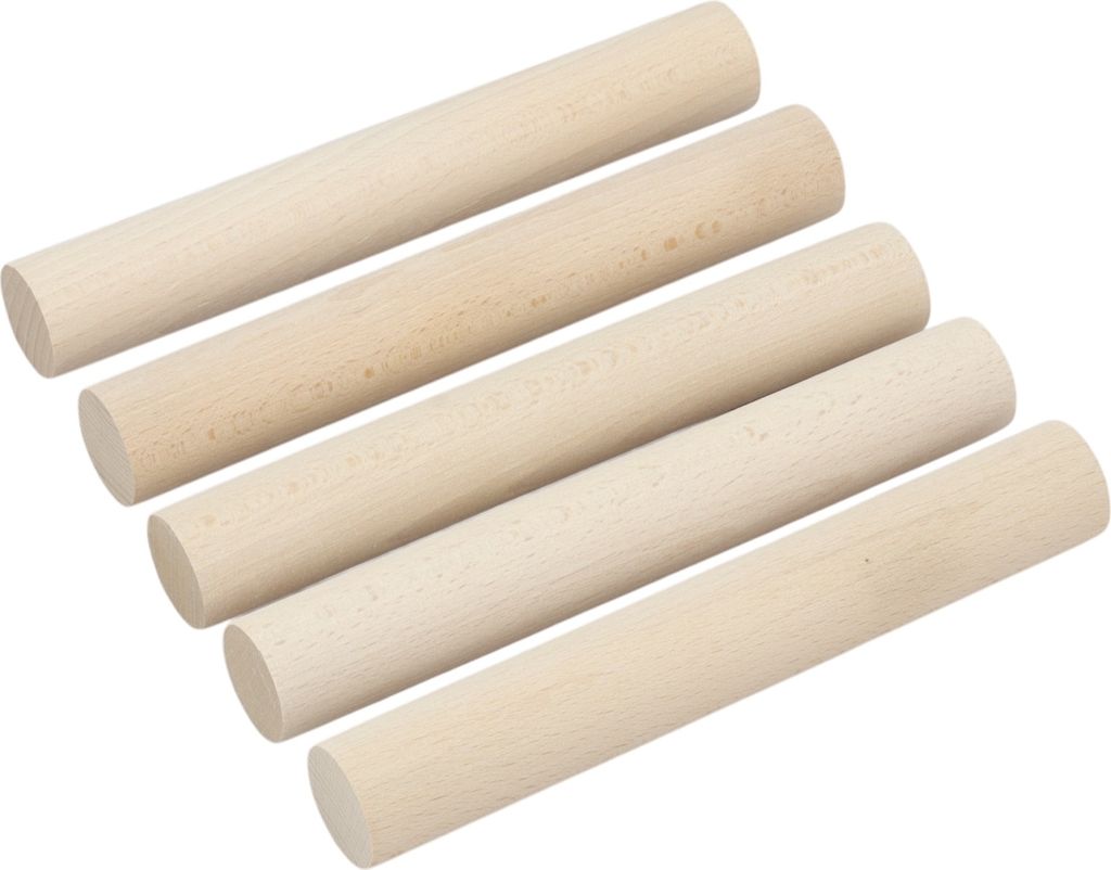 HOLZROLLEN Ø30 mm L200 mm GEDRECHSELTER BUCHENHOLZ-SPIELSTEIN SET 5 STÜCK