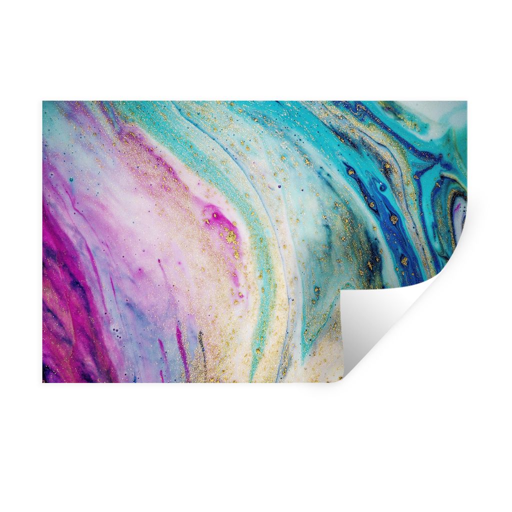 MuchoWow Wandtattoo Wandsticker Wandaufkleber Marmor - Farbe - Regenbogen 120x80 cm Selbstklebend und Repositionierbar - Selbstklebend - Fototapeten