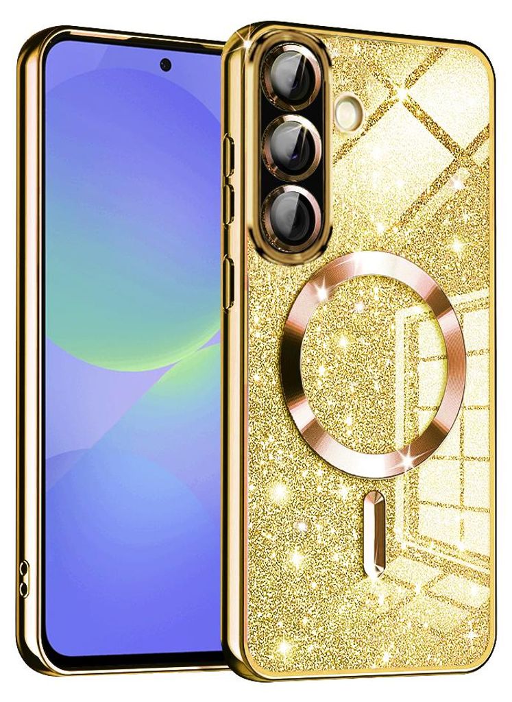 Techsuit Luxury Glitter Back Cover Hülle mit MagSafe für Samsung Galaxy A36/A56 - Gold