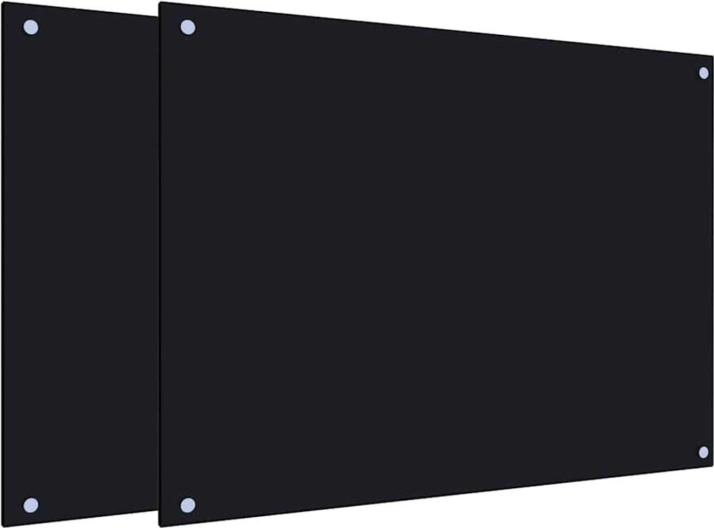 vidaXL Küchenrückwände 2 Stk. Schwarz 80x60 cm Hartglas