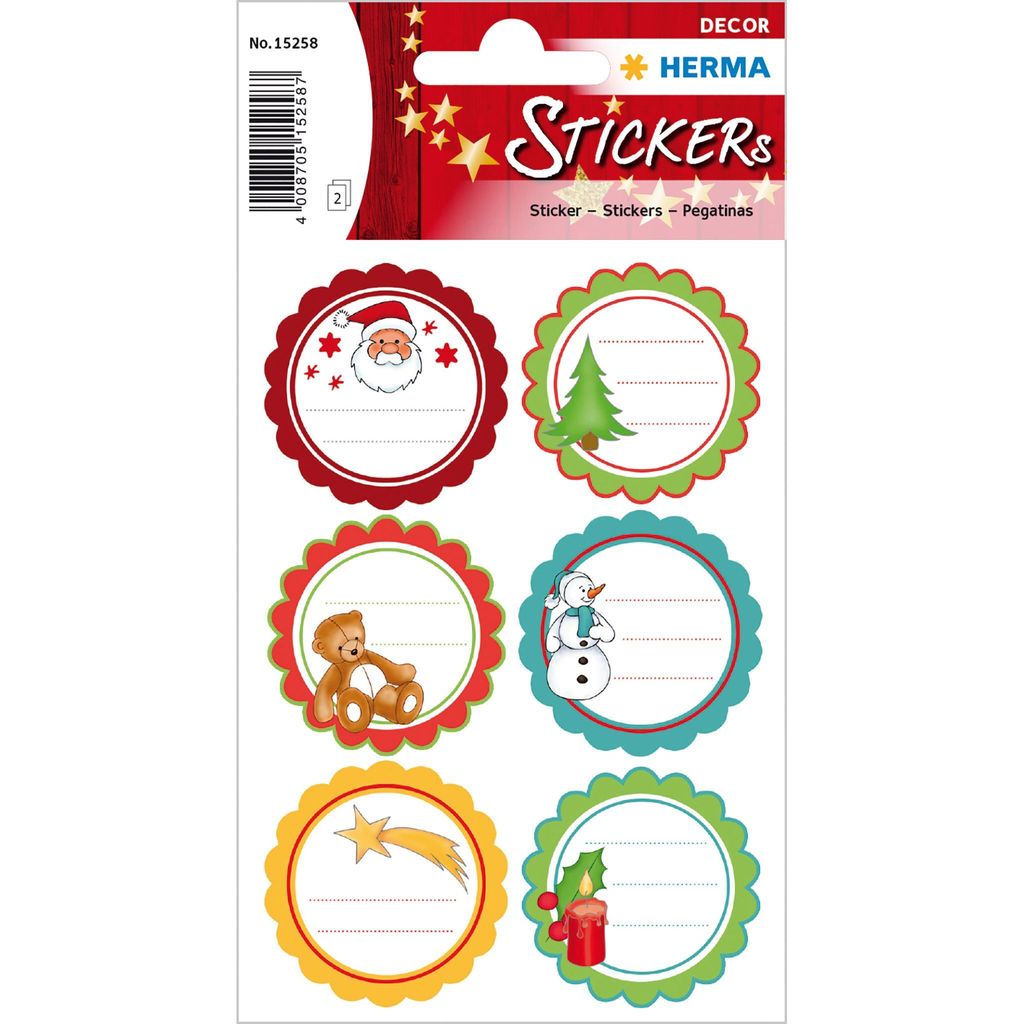 HERMA Weihnachts-Sticker DECOR "Weihnachtsgrüße" beglimmert Produktbild 