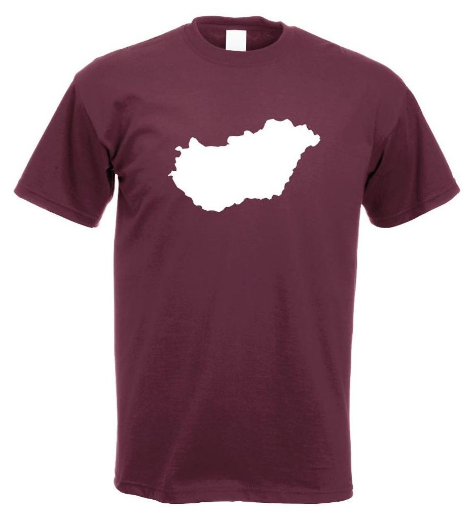 Kiwistar - T-Shirt - Burgund - Ungarn Umriss Kontur Herren Funshirt Bedruckt Design Sprüche Spruch Motive - mit Motiv Bedruckt - Funshirt Design -...