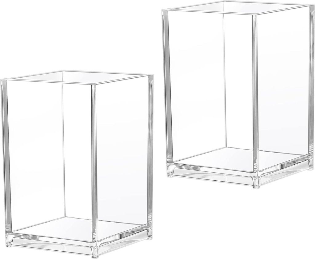 Transparente Acryl Stiftehalter Set von 2 - vielseitiger Organizer für Büro, Schule und Make-up