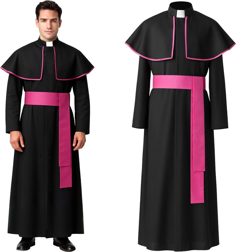 Ruhhy évêque costume hommes XL/XXL prêtre soutane avec cape Image du produit 