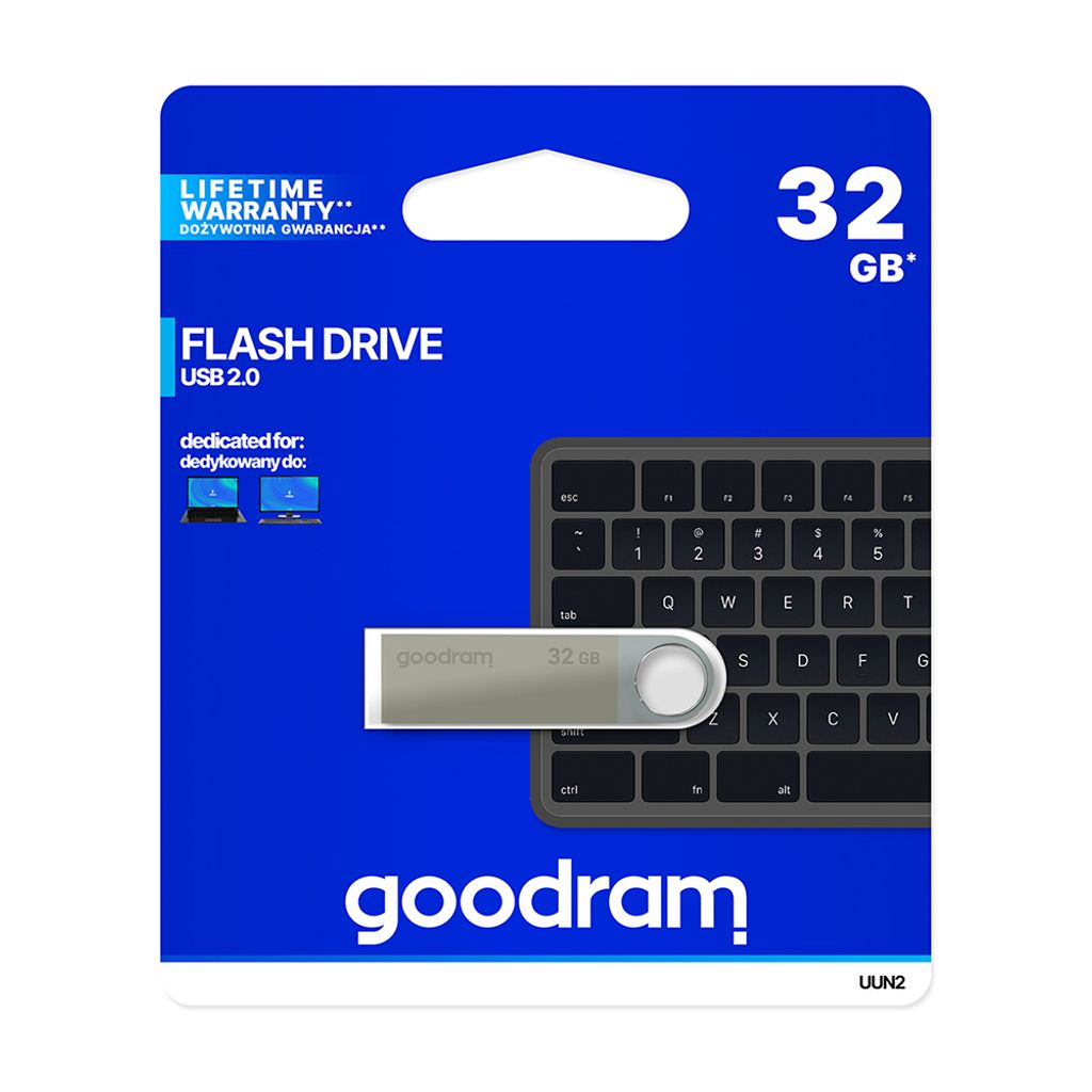 Goodram UUN2, 32 GB, USB Typ-A, 2.0, 20 MB/s, Drehring, Produktbild 