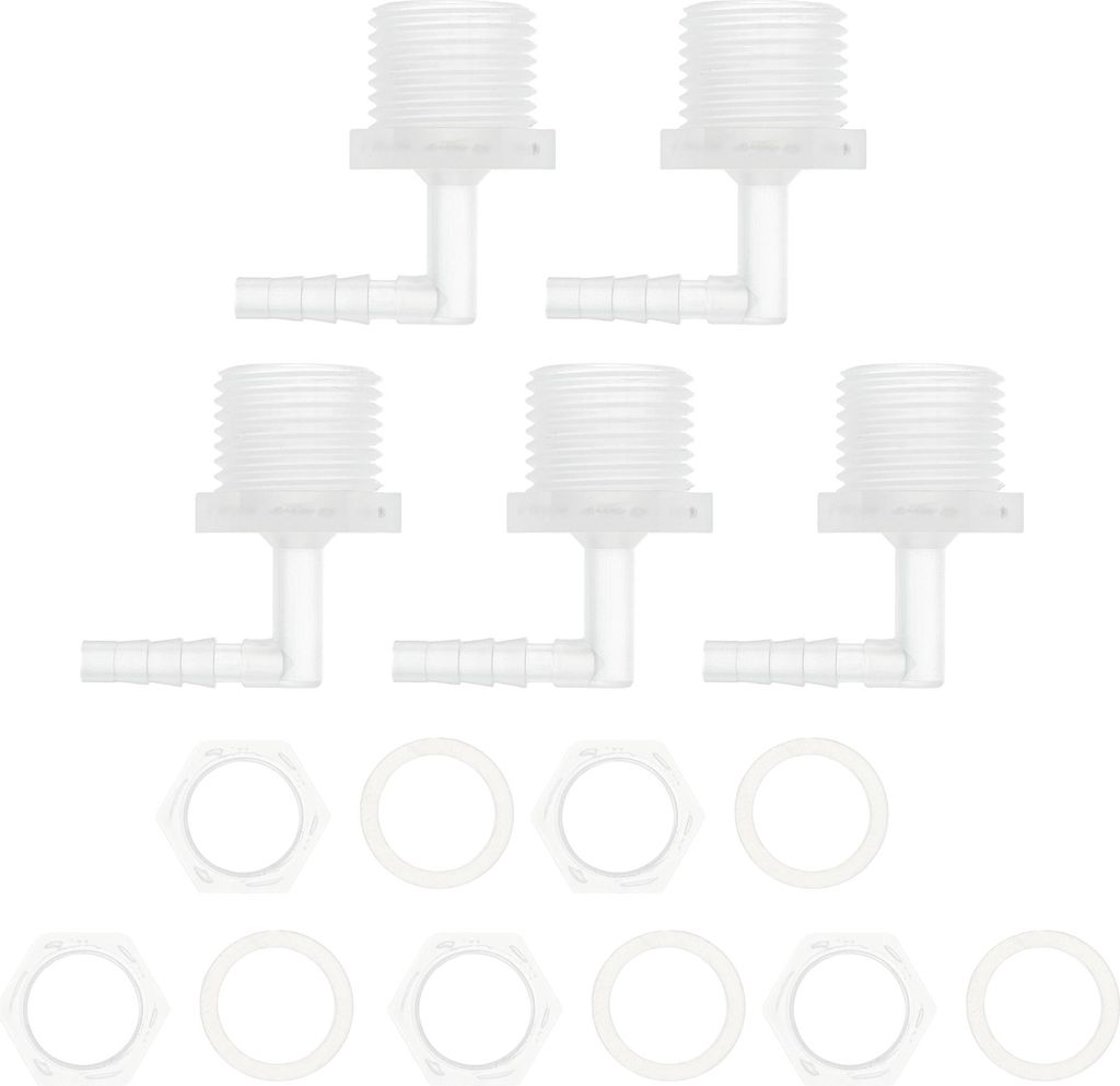 Kunststoff-Schlauchstutzen 3/16" Schlauch-ID G1/2 Männlich NPT Winkel-Schlauchstutzenverbinder PP 1 Satz