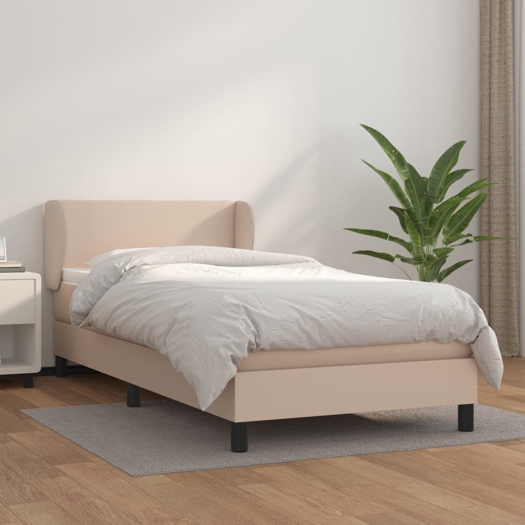 "2026 Promotion" Boxspringbett mit Matratze - Cappuccino-Braun 80x200cm - Kunstleder - Polsterbett CC6500