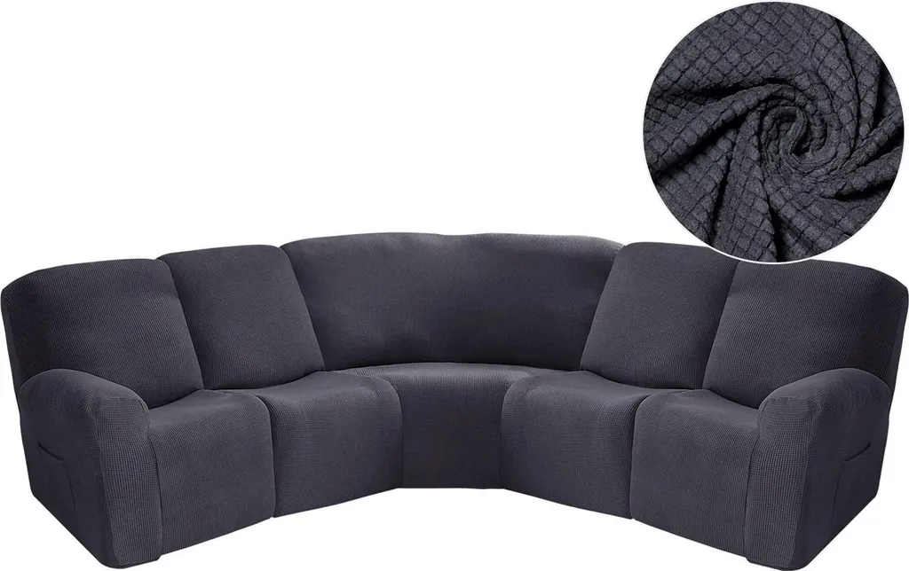 Housses de canapé 5 places pour rénover votre salon - Gris foncé 7 pcs