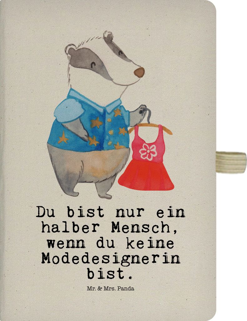 Mr. & Mrs. Panda notizbuch Modedesignerin Herz - Transparent - Geschenk, Witzig, Skizzenbuch, Fashion Designerin, Kladde, Lustig, Spruch, Tagebuch,...
