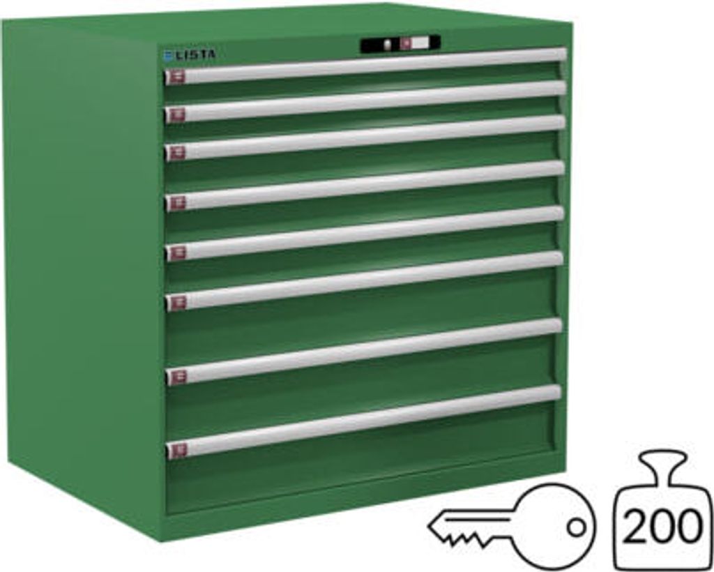 Lista Schubladenschrank - 14.513.030 - 1.000x1.023x725 mm (HxBxT) - 8 Schubladen - 200 kg - Key Lock - resedagrün (RAL 6011)