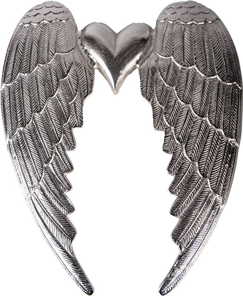 Clayre & Eef Wanddekoration Flügel 38x3x46 cm Silberfarbig Aluminium