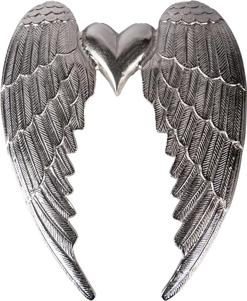 Décoration Murale Ailes d'Ange en Aluminium Argenté Design 38x46 cm