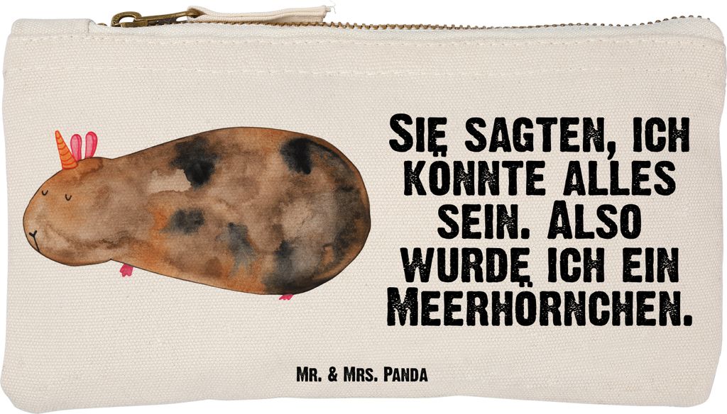 Mr. & Mrs. Panda Waschbeutel Einhorn Meerschweinchen Größe S Klein - Weiß - Geschenk, Mäppchen, Etui, Unicorn, Meerhörnchen, Meerschwein, Schl...