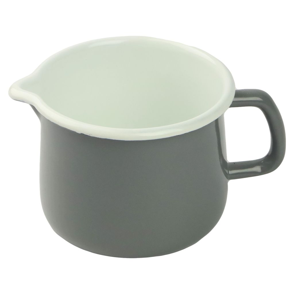 Milchtopf Emaille Topf mit Ausgießer Schnabeltopf 1,7L Grau