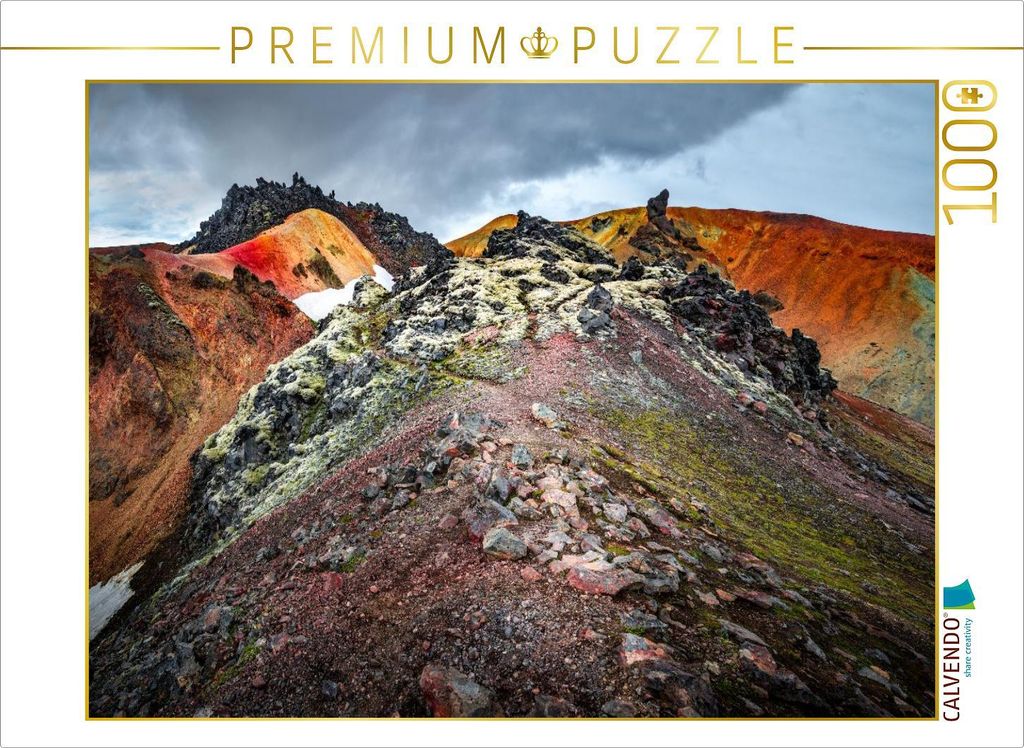 CALVENDO Puzzle Island, Lavafeld in der Nähe des Vulkans Brennisteinsalda | 1000 Teile Lege-Größe 64x48cm Foto-Puzzle für glückliche Stunden