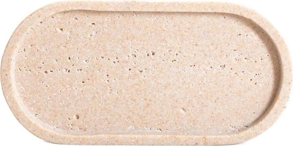 HOMLA Dekoratives Tablett ONDA oval beige 25x12x1,5 cm