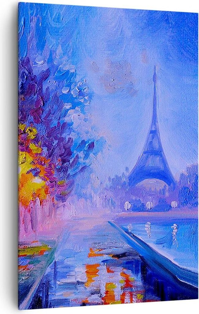 Bild auf Leinwand - Leinwandbild - Einteilig - Paris Laternen Eiffel - 80x120cm - Wand Bild - Wanddeko - Wandbilder - Leinwanddruck - Wanddekoratio...