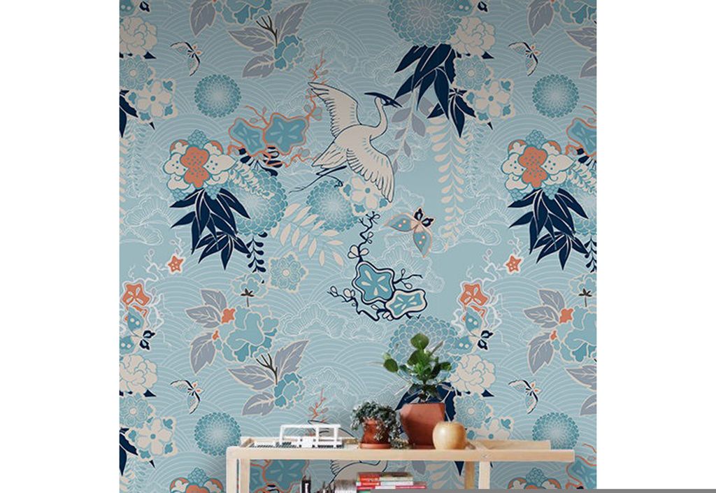 Coloray Fototapete 290x290 cm Vlies-Fototapete - Kimono-Kranblumen-Foto