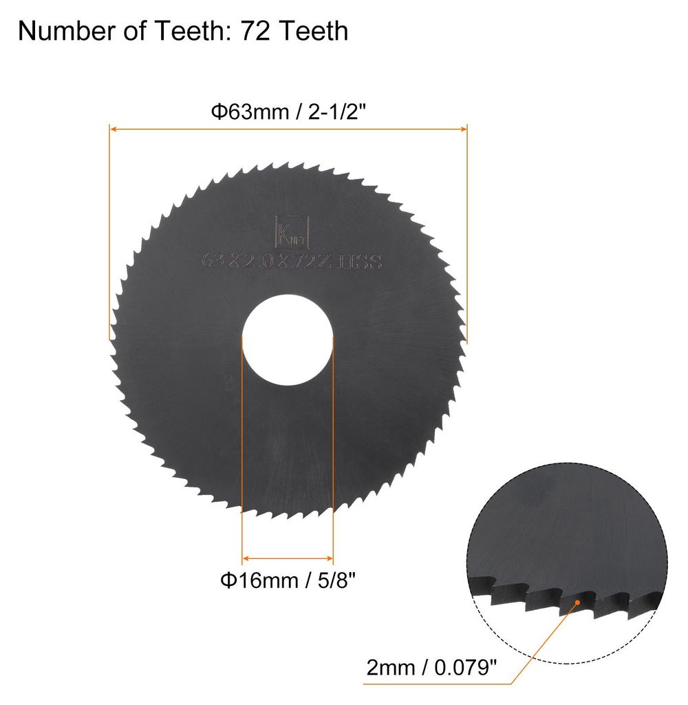 2Stk Kreisf?rmig S?geklingen 63mm x 16mm x 2mm 72 Z?hne Nitride Beschichtet Schnellstahl (HSS) Fr?sger?te fš¹r Alulegierung Metall Plastik Holz