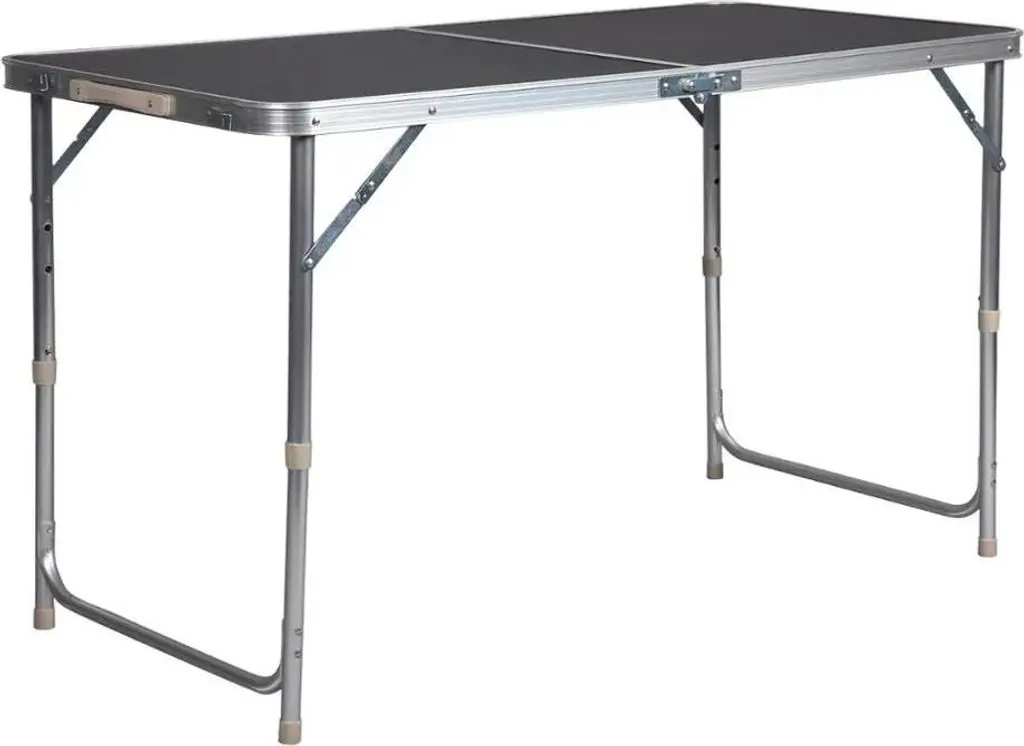 Table de jardin pliante 4 personnes en bois et aluminium noir réglable