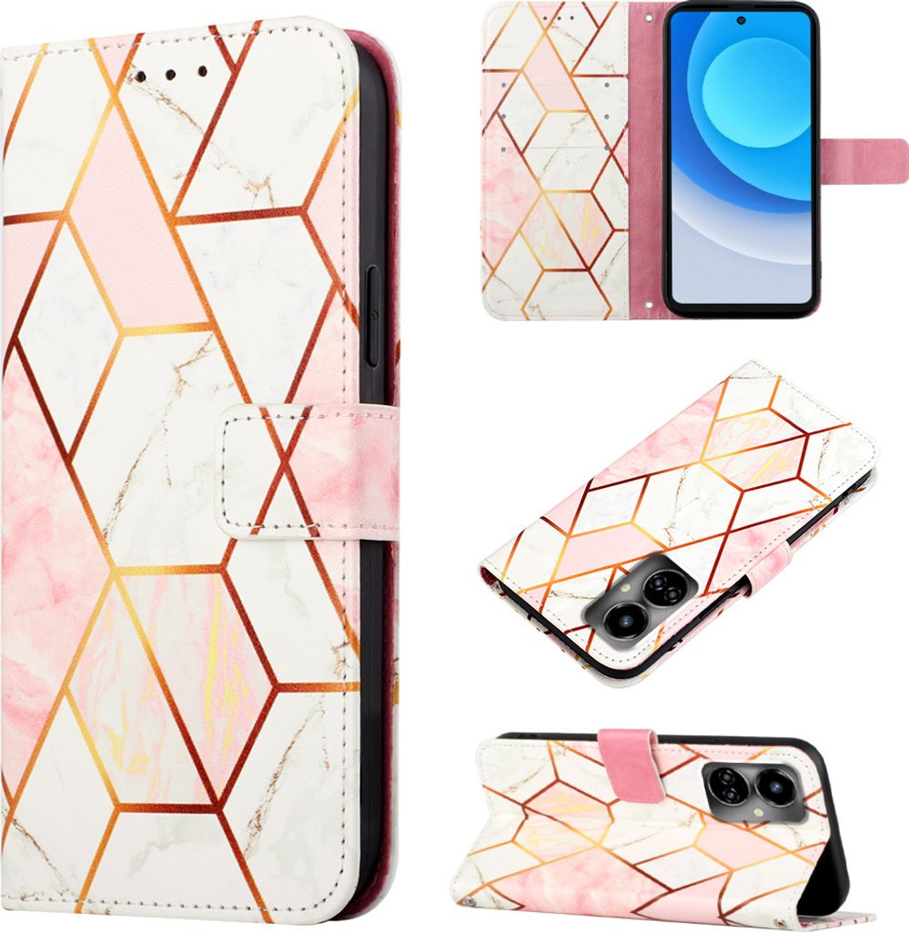 Tecno Camon 19 Hülle, Marmor Motiv Kunstleder Tasche Wallet Produktbild 
