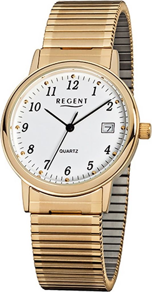 Regent Stahl Herren Uhr F-707 Quarzuhr Armband gold D2URF707