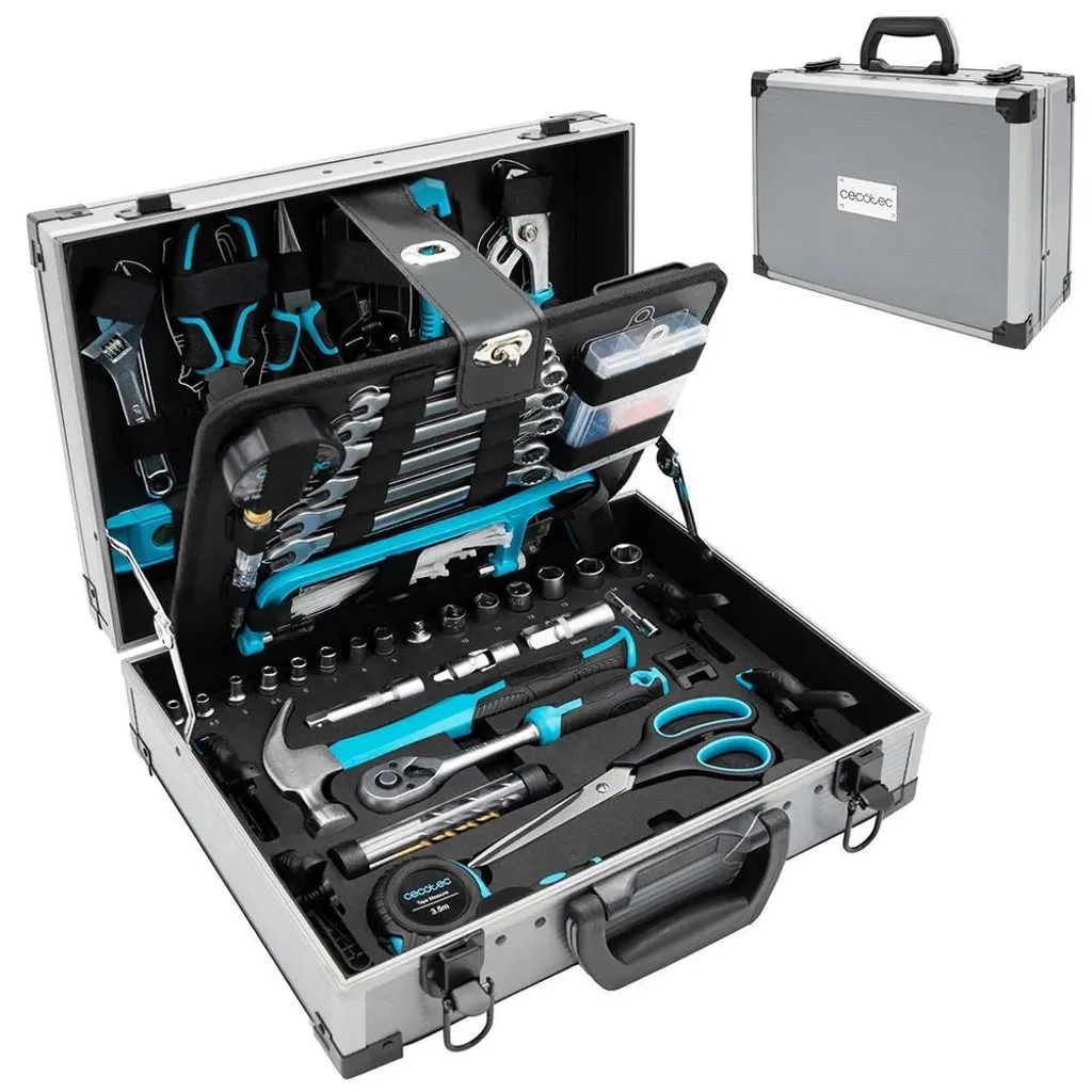 Boîte à outils argentée Cecotec Toolbox 8000 Pro avec rangements amovibles