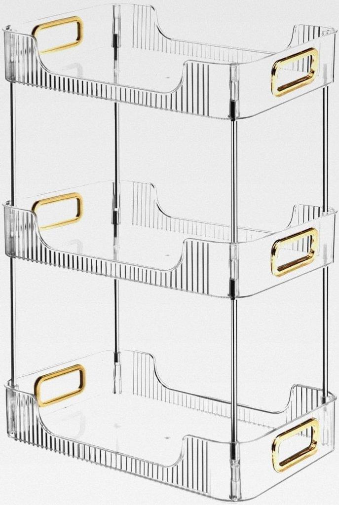 Transparent Kosmetikorganizer mit 3 Fächern, Make Up Organizer, Schmink-Aufbewahrung aus Acryl (3-Fächer)