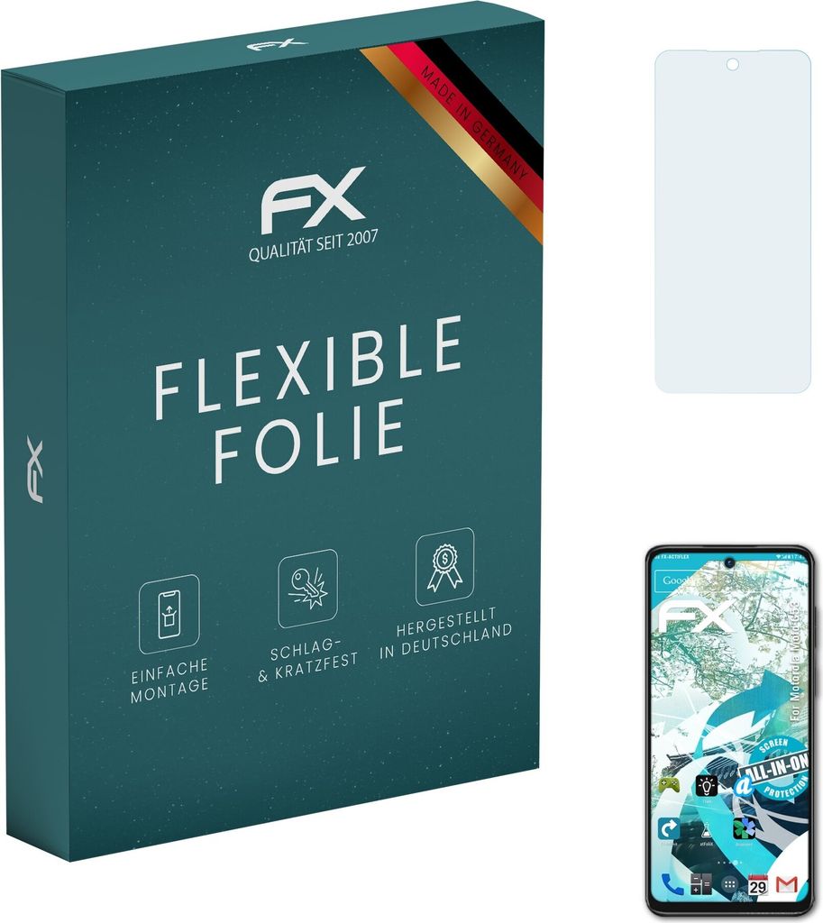 atFoliX FX-ActiFleX 3x Schutzfolie kompatibel mit Motorola Moto G53 Folie