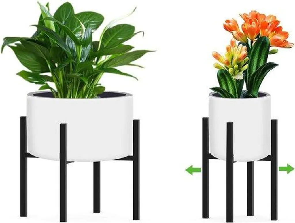 Support de pot de fleurs réglable en métal noir de 20cm à 30cm
