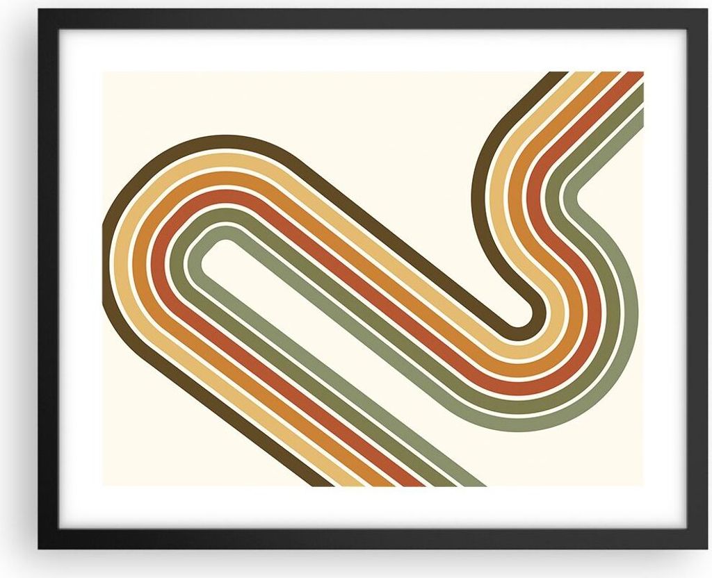 Gerahmtes Poster - Schwarzer Rahmen - Abstraktion Weg Gürtel - 50x40 cm - Wand Bild - Wanddeko - Wandbilder - Kunstposter - Wandposter - Bilderrah...