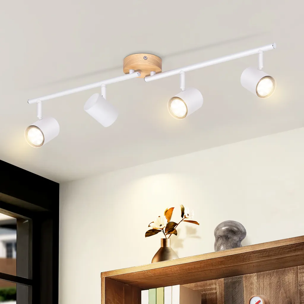 ZMH Faretto Soffitto Legno 4 Fiamme GU10 LED Vintage Orientabile