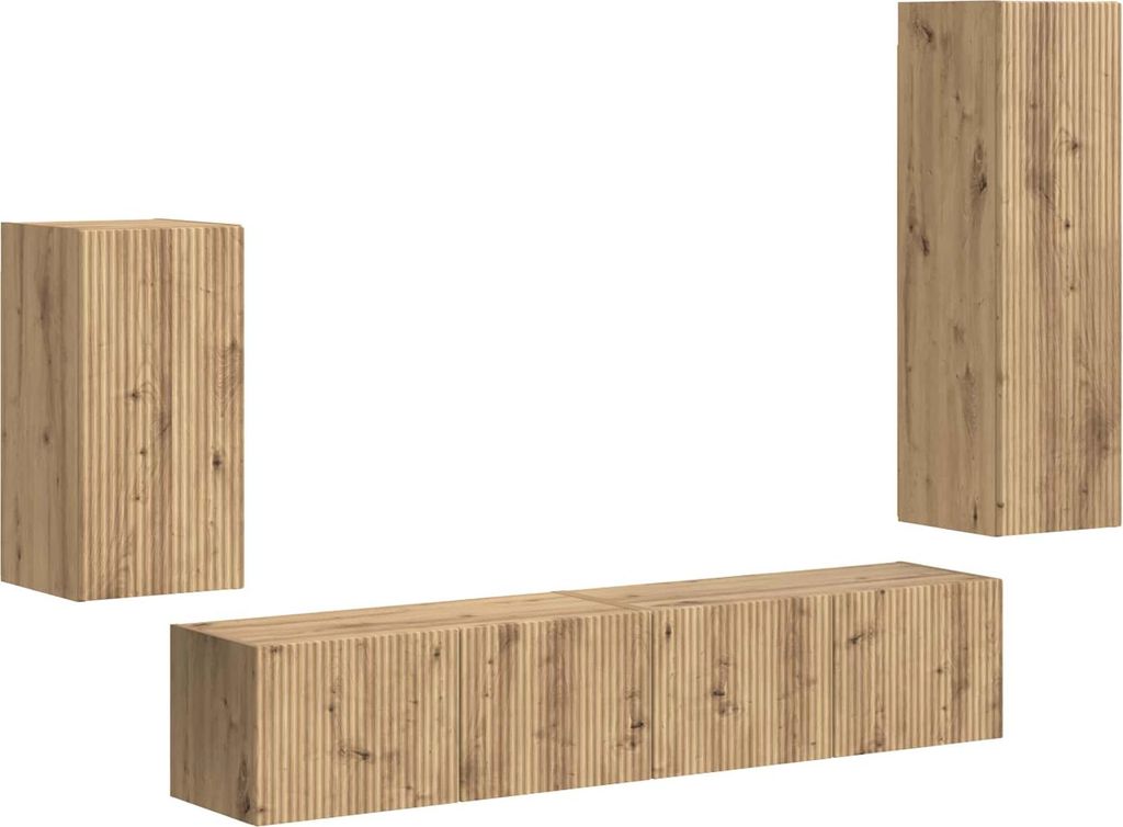vidaXL TV-Schrankset Wandmontiert 4 pcs Artisan-Eiche Holzwerkstoff