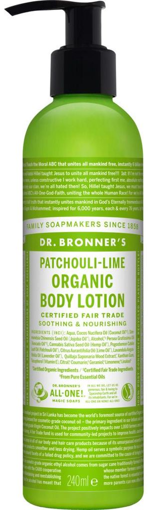 Dr. Bronner's Bodylotion Patchouli Lime (240 ml) Productafbeelding 