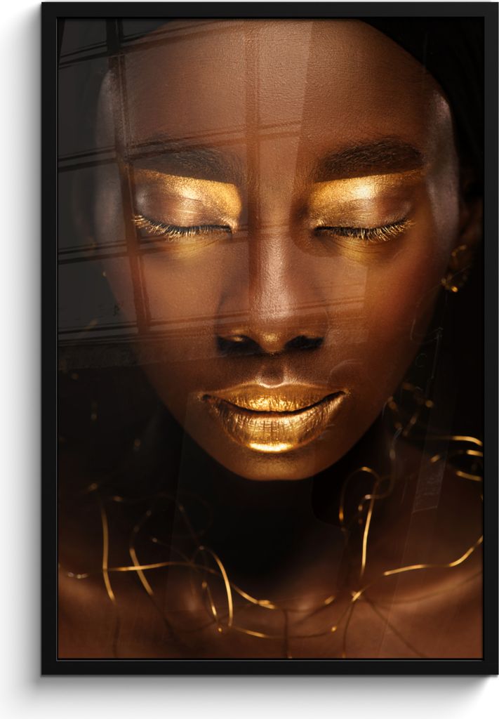 MuchoWow MuchoWow Gerahmtes Poster Schwarz und Gold - Schmuck 60x90 cm - Poster mit zchwarzem Bilderrahmen - Kunst