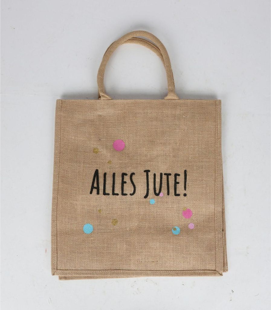Jutetasche „ALLES JUTE“ ca. 40×38×20 cm – robuste Einkaufstasche aus Naturfaser, ideal für Shopping, Alltag und Freizeit – langlebig & u...