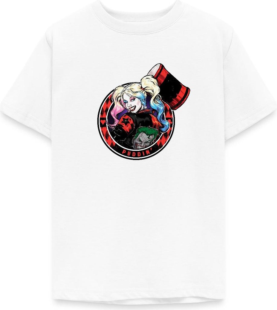 Spreadshirt Harley Quinn Puddin' Teenager T-Shirt, 152/164 (12-14 Jahre), Weiß