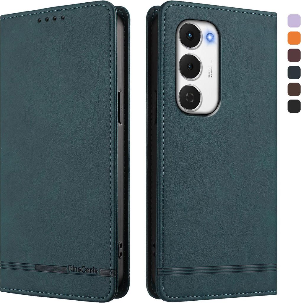 Hülle für Tecno Spark 40 Pro+, Retro Kunstleder Ständer Klapphülle mit Kartenfächer und Magnetische Grün