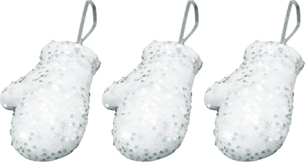 Suspension de Noël gant blanc pailleté 10 cm - Décoration de fête