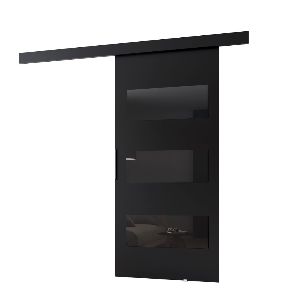 MINIO go for it, Schiebetür "PRIM E", Zimmertür, mit schwarzen Dekorelementen, schwarzer Griff, 106 cm, Schwarze Farbe