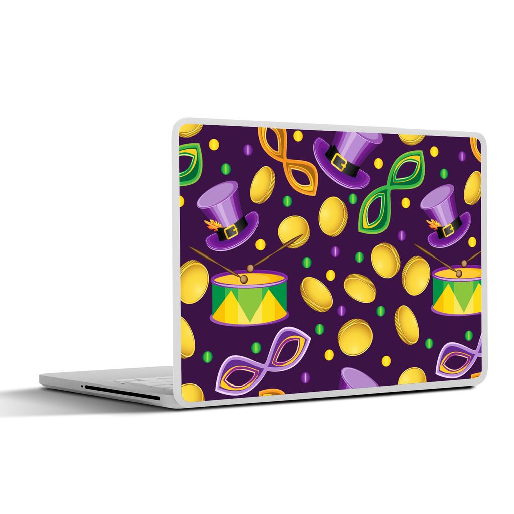 MuchoWow Laptop Aufkleber Sticker Cover Karneval - Party - Lila - Muster 31x22.5 cm - Laptop-Deko